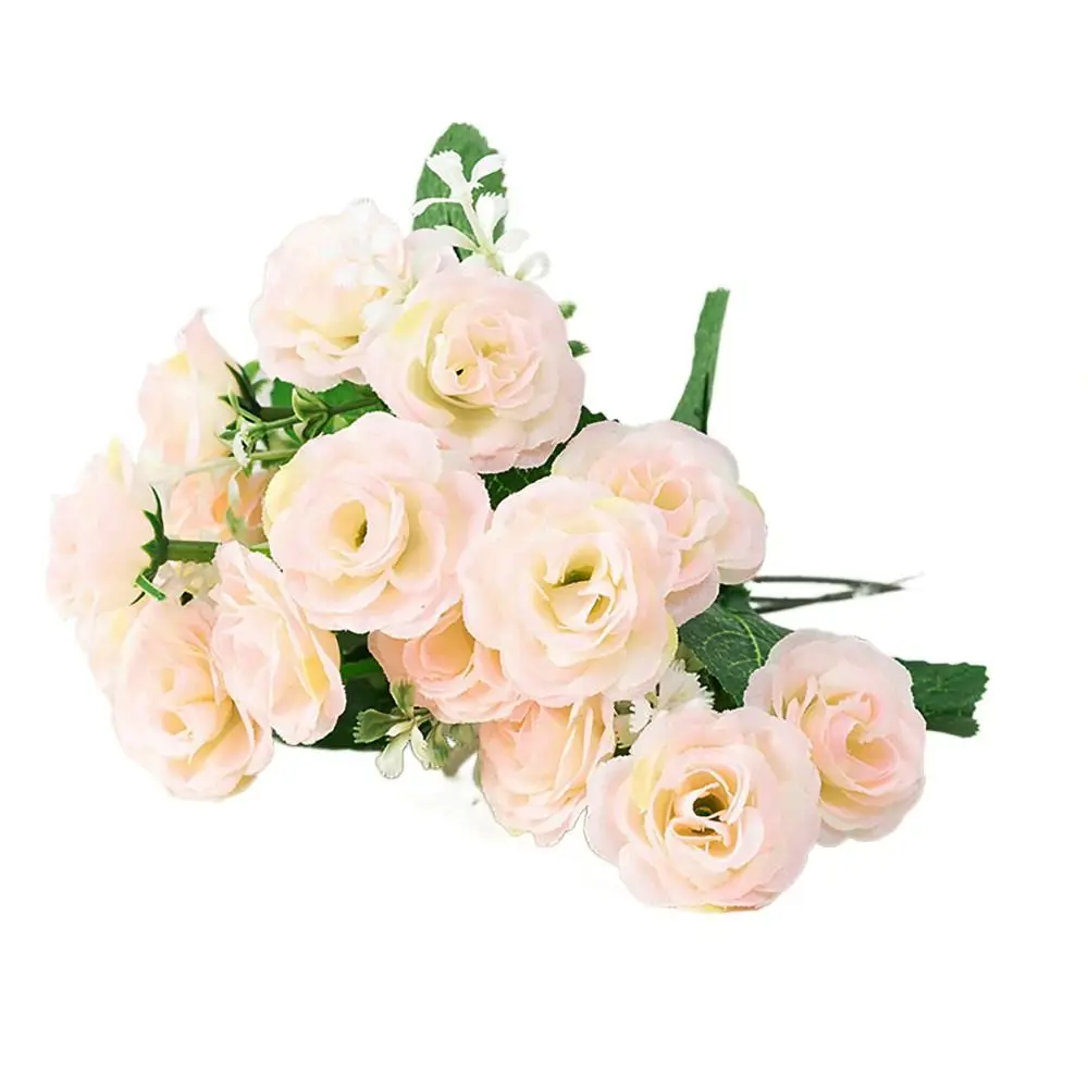 Domov Falošné Garland Kytice Kvetov 15 Hlavy Hodváb Rose4