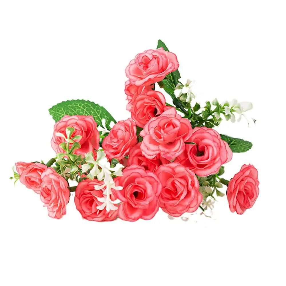 Domov Falošné Garland Kytice Kvetov 15 Hlavy Hodváb Rose5