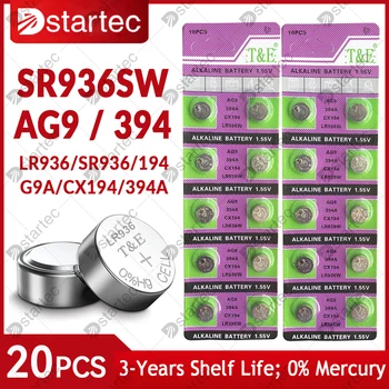 DStartec 20PCS SR936SW 394 AG9 Sledovať Batériu, Výmena AG 9 SR45 SG9 LR45 LR936 G9A 194 1.55 V Alkalické Tlačidlo Bunky Batérie