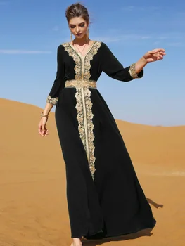Eid Party Šaty pre Ženy Čipky Dubaj Arabských Ramadánu Abayas Kaftane Kaftan Vestido Eid Moslimská Žena Abaya Strana Dlhé Šaty 2024