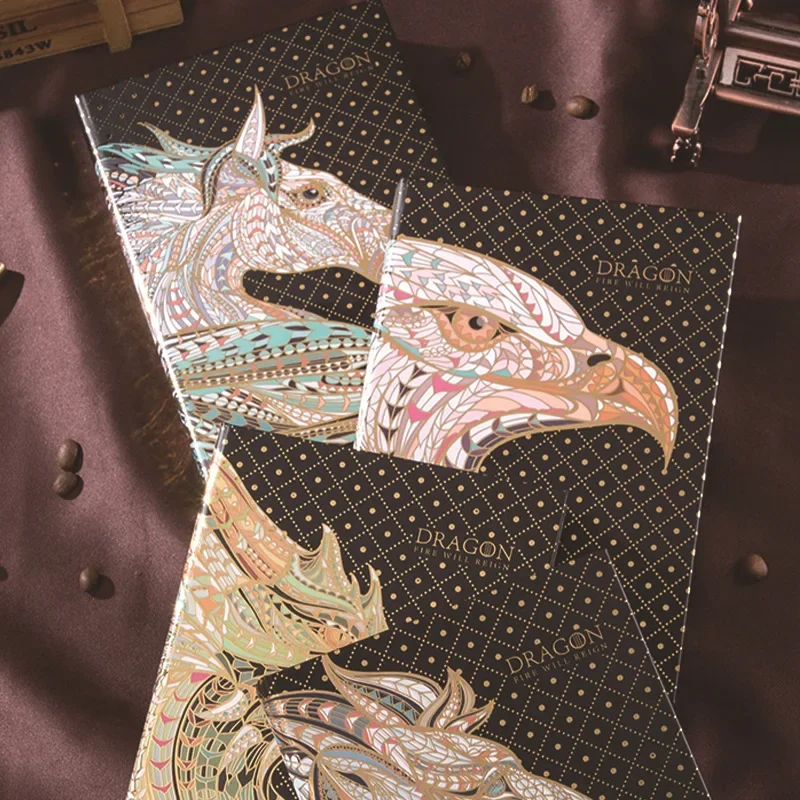 Európska Retro Reliéfne trojrozmerné Horúce Lisovanie Notebook Denník Tvorivé Dragon Farba Stránke Ilustrácia pevná Väzba Notebook2