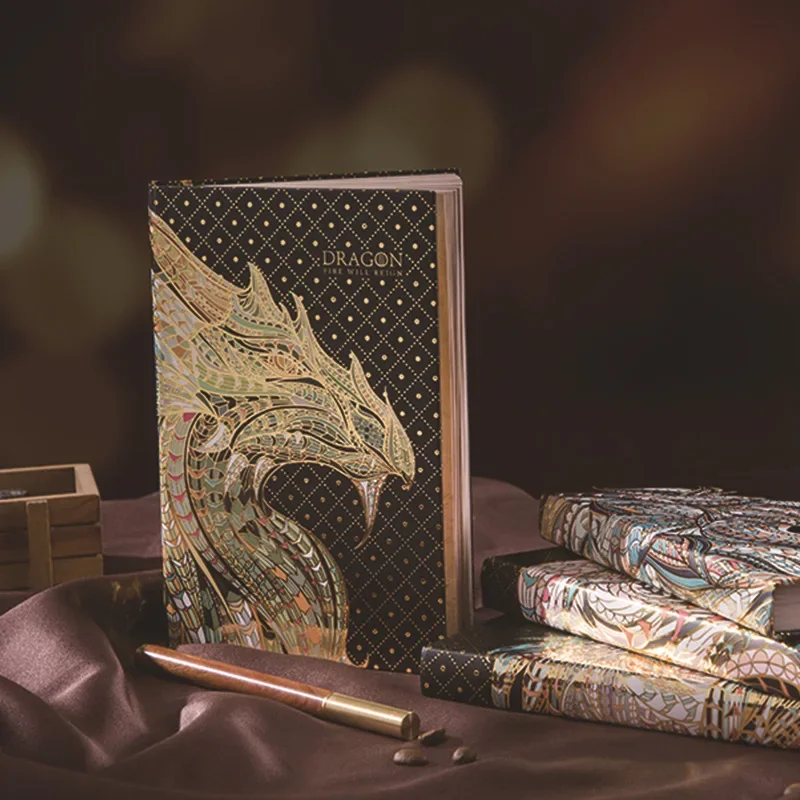 Európska Retro Reliéfne trojrozmerné Horúce Lisovanie Notebook Denník Tvorivé Dragon Farba Stránke Ilustrácia pevná Väzba Notebook4