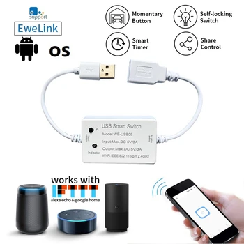 Ewelink USB, Smart Switch, WIFI, Regulátor Univerzálny Chránič Časovač Inteligentný Život Pre USB Zariadenia Pre Alexa Google Domov, Biela 1PCS