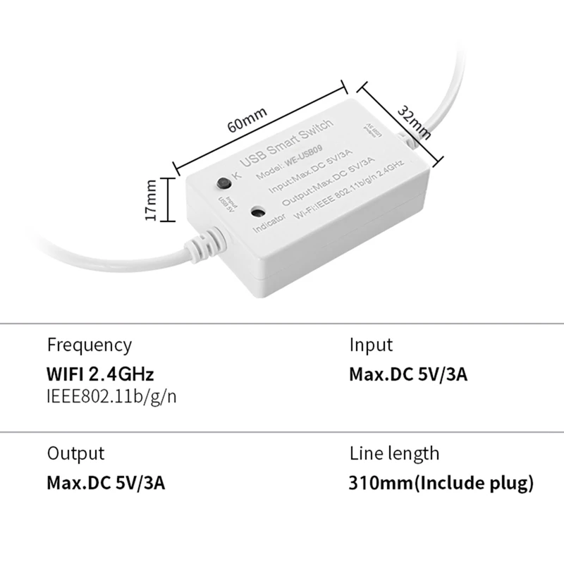 Ewelink USB, Smart Switch, WIFI, Regulátor Univerzálny Chránič Časovač Inteligentný Život Pre USB Zariadenia Pre Alexa Google Domov, Biela 1PCS5