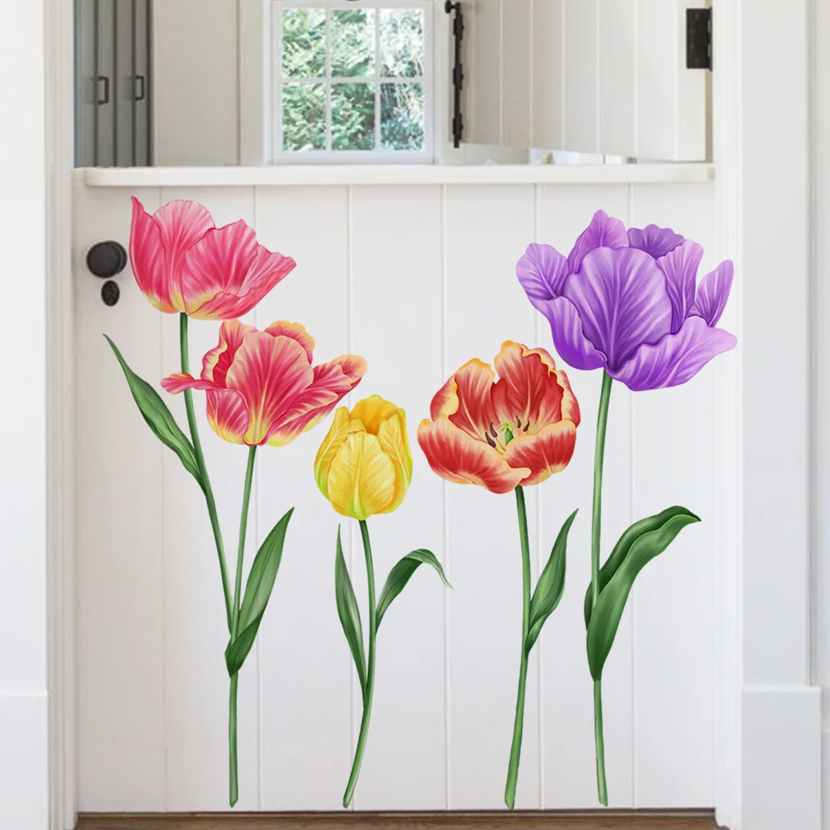 Farebné Kvetinové Stenu pre obývaciu Izbu a Miestnosti v Pozadí Dekorácie na Stenu - Samolepiace Wall Art3
