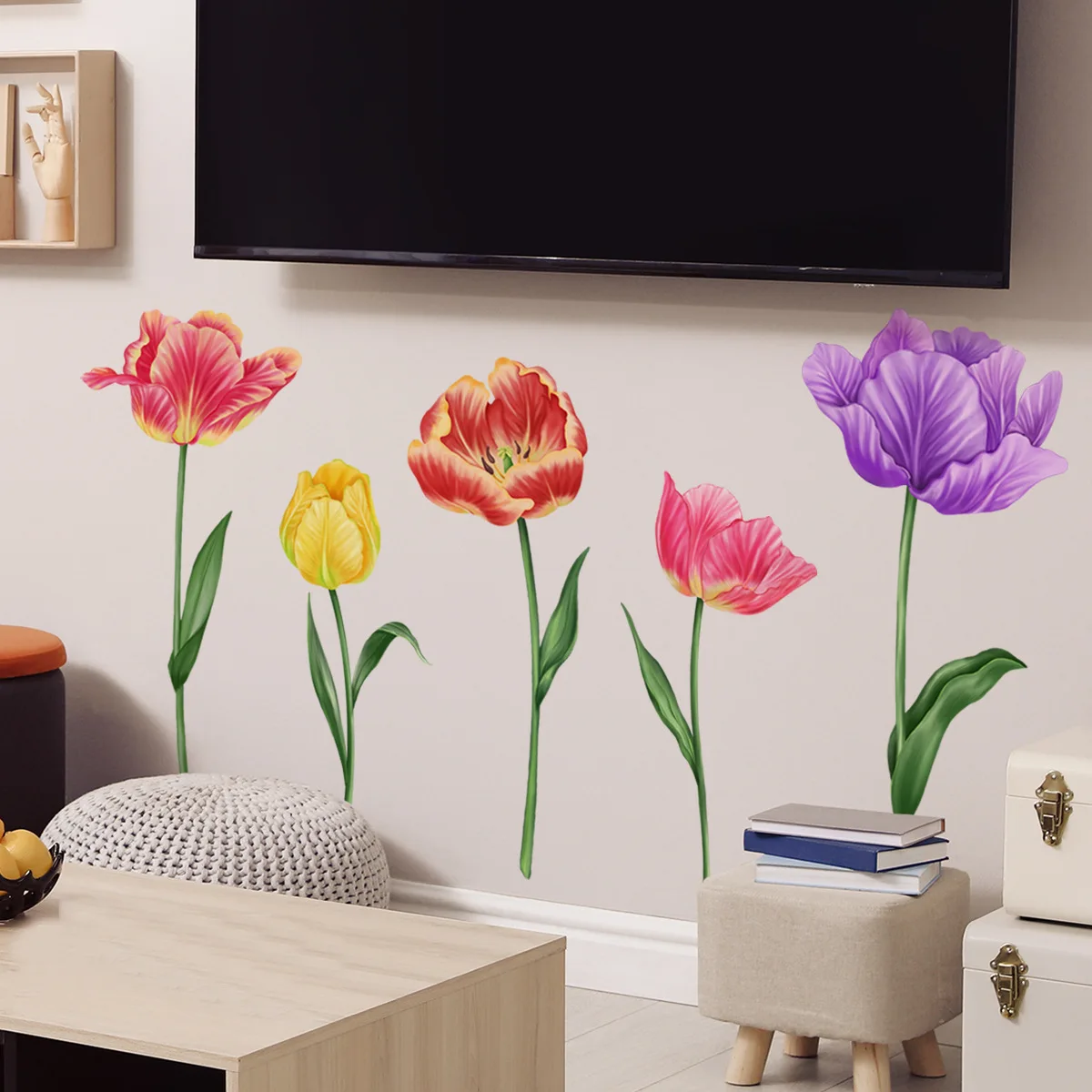 Farebné Kvetinové Stenu pre obývaciu Izbu a Miestnosti v Pozadí Dekorácie na Stenu - Samolepiace Wall Art4