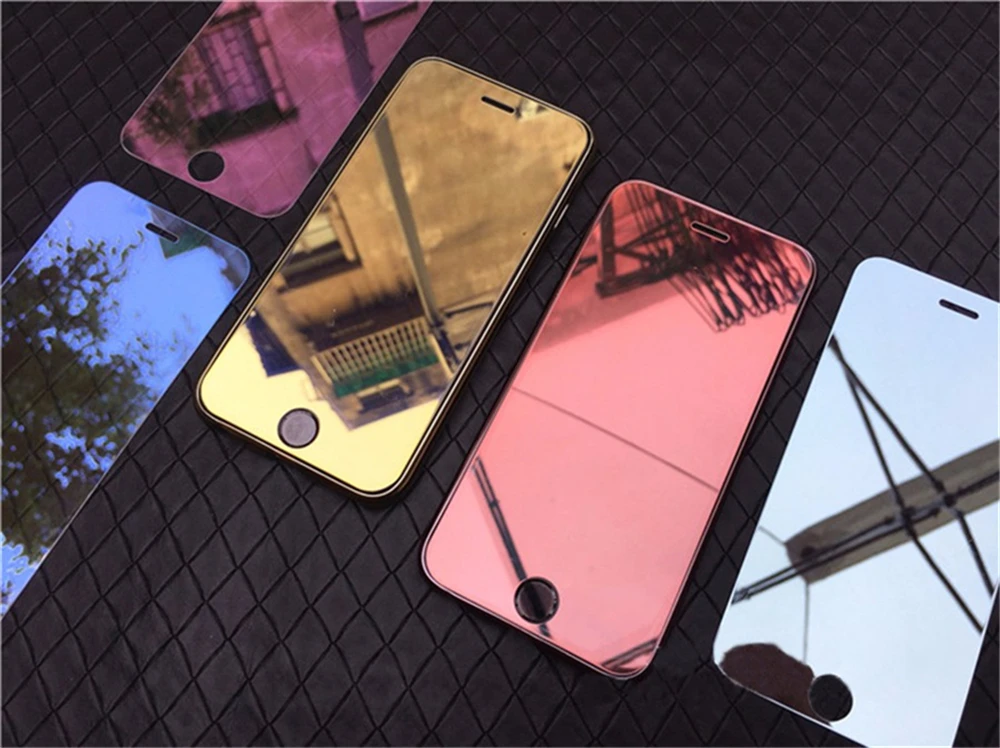 Farebné Zrkadlo Tvrdeného Skla Screen Protector Pre iPhone14 13 15 11 Pro XS Max X XR SE 6 8 7 Plus Ochranný Film Kryt0