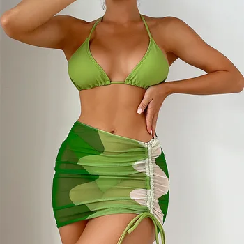 Folok 2023 Žien 3 Ks Plavky s uväzovaním za Odpojenie Bikini Set Kúpanie Oblek s zakryť Sukne