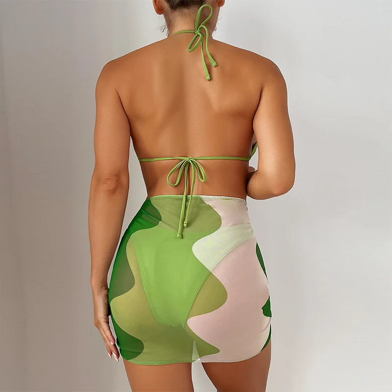Folok 2023 Žien 3 Ks Plavky s uväzovaním za Odpojenie Bikini Set Kúpanie Oblek s zakryť Sukne2