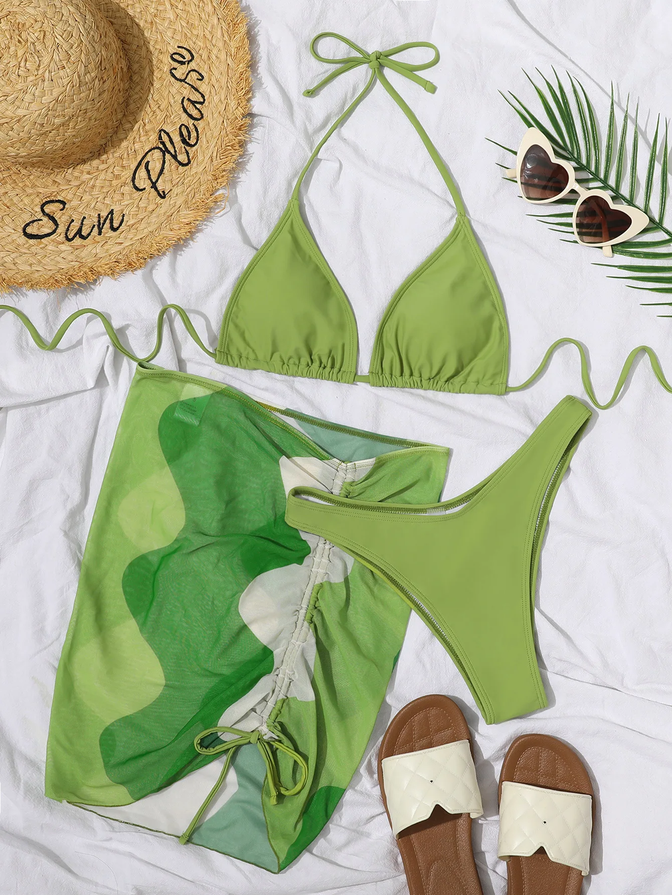 Folok 2023 Žien 3 Ks Plavky s uväzovaním za Odpojenie Bikini Set Kúpanie Oblek s zakryť Sukne3