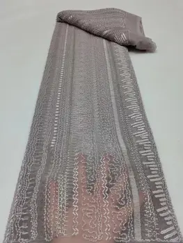 Francúzsky Flitrami Čistý Čipky Tkaniny Vysokej Kvality Afriky ZH-1228657 korálky Textílie Nigérijský Výšivky Tylu Strany Čipky Textílie