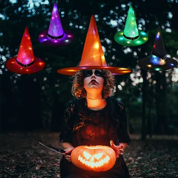 Halloween Dekorácie Žiarili Čarodejnice Klobúk LED Svetlá Klobúk Headdress pre Deti, Dospelých Cosplay Kostým, Rekvizity Halloween Party Decor