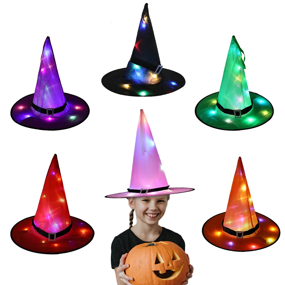 Halloween Dekorácie Žiarili Čarodejnice Klobúk LED Svetlá Klobúk Headdress pre Deti, Dospelých Cosplay Kostým, Rekvizity Halloween Party Decor2