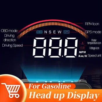 Head Up Displej HUD OBD+GPS čelné Sklo Premietacie Auto Tachometra Rýchlosť KMH MPH Displej Vody Temp Na Doske Počítača