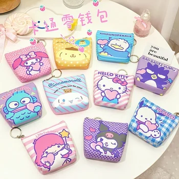 Hello Kitty Kawaii Mince Peňaženky Sanrio Roztomilý Držiteľov Karty Keychain Tašky Moje Melódie Puding Kuromi Deti Veľkoobchod Kabelky Roztomilý Peňaženky