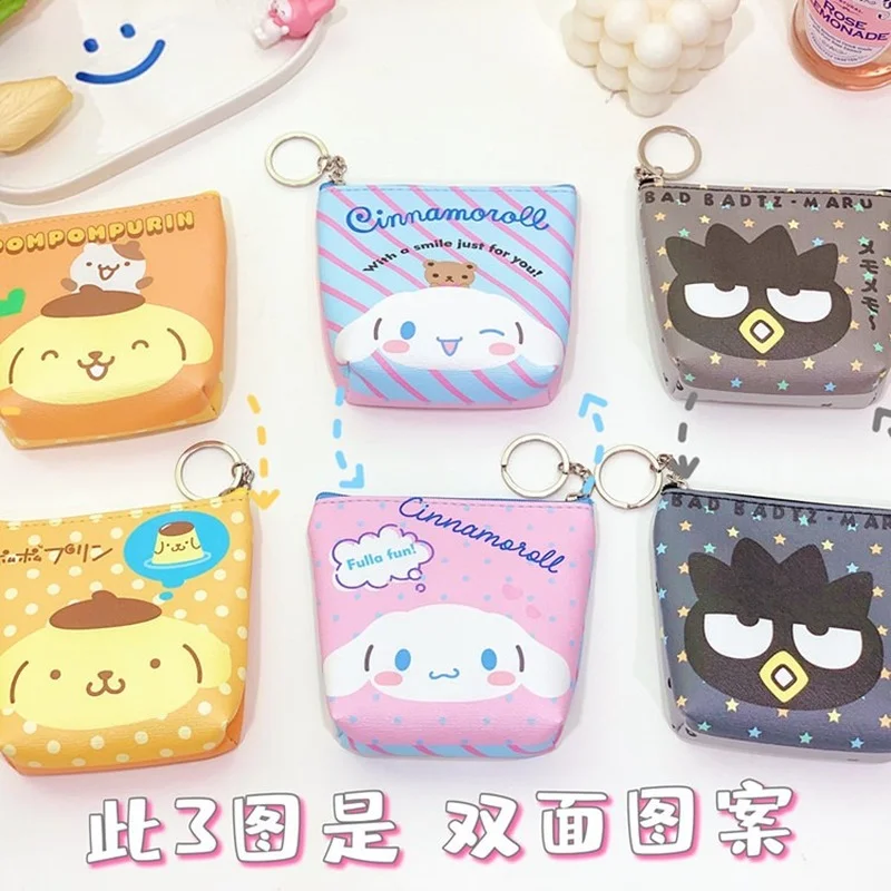 Hello Kitty Kawaii Mince Peňaženky Sanrio Roztomilý Držiteľov Karty Keychain Tašky Moje Melódie Puding Kuromi Deti Veľkoobchod Kabelky Roztomilý Peňaženky3