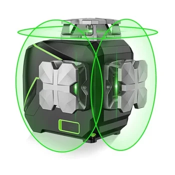 Huepar S03CG Laser Úrovni 12 = 3D Zelený Lúč Rotujúce Self-Vyrovnanie 360 Horizont Stroj Kríž Na Stenu