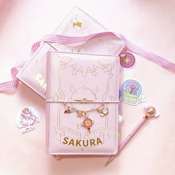 Japonská Sakura Loose-leaf Denník Notebook Kawaii Cestovné Vestník Príručka Špirála A6 Denný Plánovač Organizátor Bullet Ružová Vestník