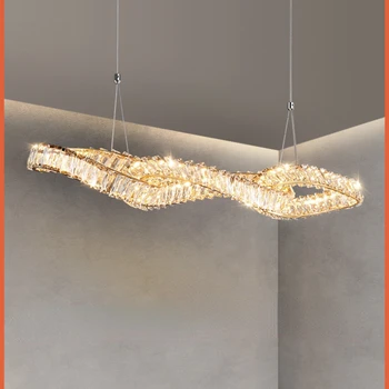 Jedáleň Luxusné Krištáľové Lustre Stmievateľné Prívesok Svetlá Á Zlato Kov Nepravidelný Visí Lampa Led Deco Pozastaviť Svetlo
