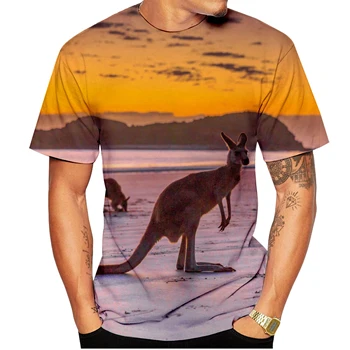 Jungle Wildlife Zviera Klokan 3d Vytlačené T-shirt pre Mužov