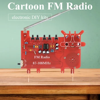 Karikatúra, FM Rádio montážna sada Dual Channel DIY Dosky s Elektronickými Obvodmi Výroba Vyučovania Zvárania Cvičenie Náhradných Dielov
