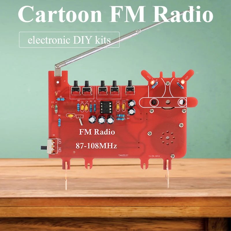 Karikatúra, FM Rádio montážna sada Dual Channel DIY Dosky s Elektronickými Obvodmi Výroba Vyučovania Zvárania Cvičenie Náhradných Dielov0