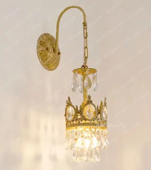 Korunu Medi Crystal Nástenné Svietidlo Svetlo Luxusné Spálne, Obývacia Izba a Nočné Plnenie Uličkou Americký Lampy