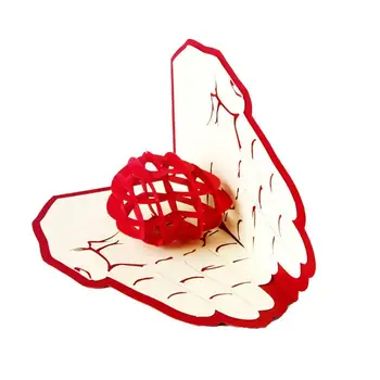 Kreatívne 3D Skladacia Pohľadnice Srdce z Papiera Dovolenku Karty Valentína Strany Svadobné Blahoželanie Ručné