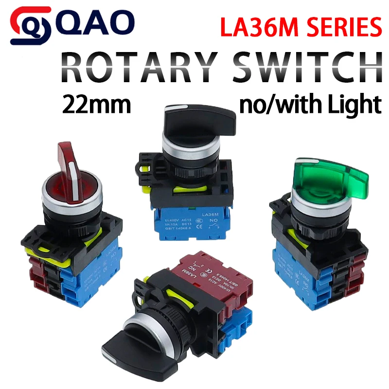 LA36M S LED Dlhá-Rukoväť Gombík Prepnúť Tlačidlo Štart Stop Tlačidlo Príslušenstvo Tlačidlo Rotary Switch 2 alebo 3 Polohy 12V24V220V0