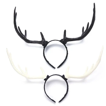 Lesný Roh pokrývku hlavy Parohy Hairband Non Slip Elk Headpiece Foto Rekvizity Maškarný Halloween Vianoce Príslušenstvo M6CD