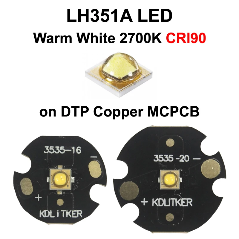 LH351A Teplá Biela 2700K CRI90 SMD 3535 LED Žiarič na KDLitker DTP Medi MCPCB Baterka DIY Perličiek Pochodeň Žlté Svetlo Vysoké CRI0