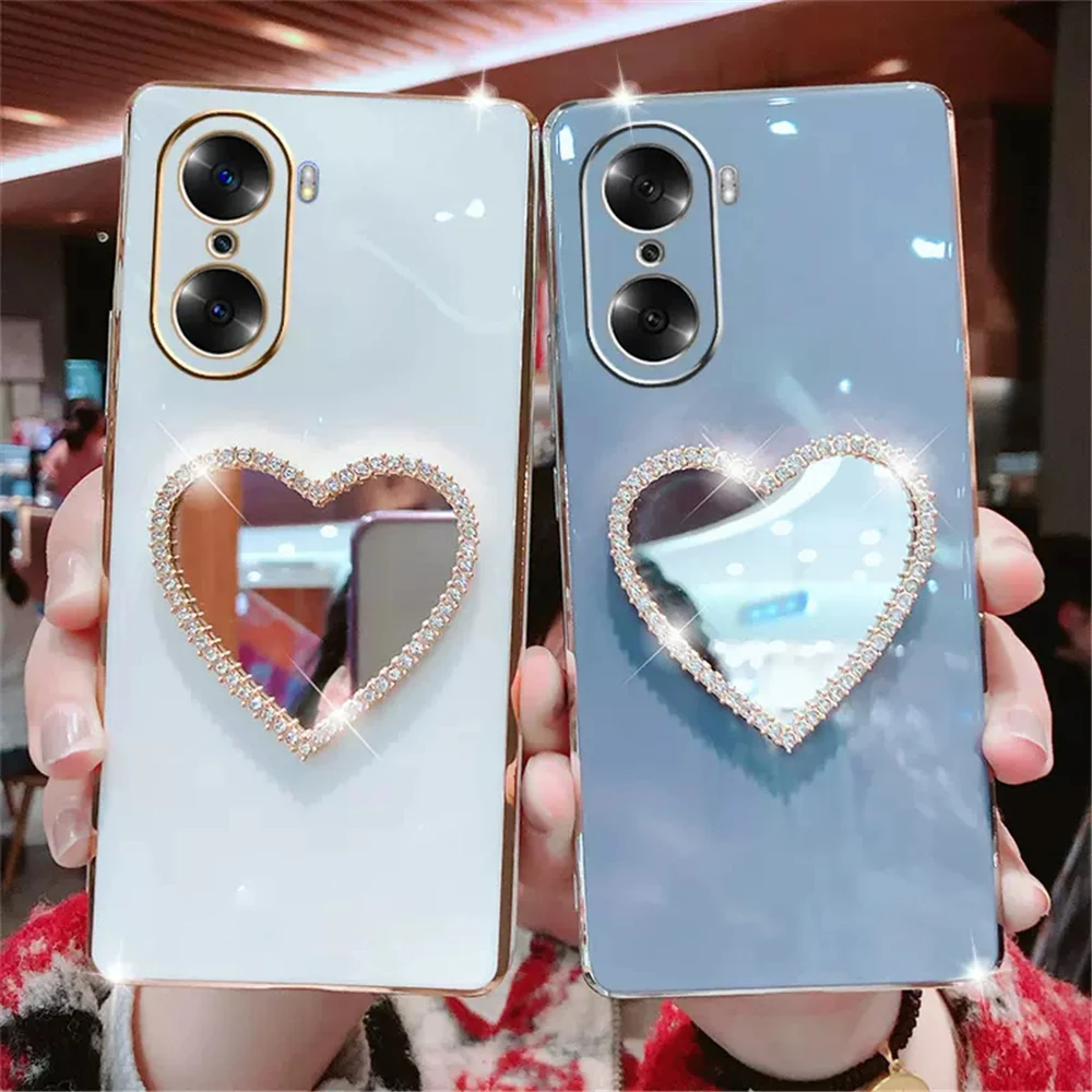 Luxusné Svieti Láska Srdce Zrkadlo Lode Prípade Huawei P60 Pro Art P40 P20 P50 Pro P30 Lite Mat 50 20 Pro P Smart 2021 Kryt1