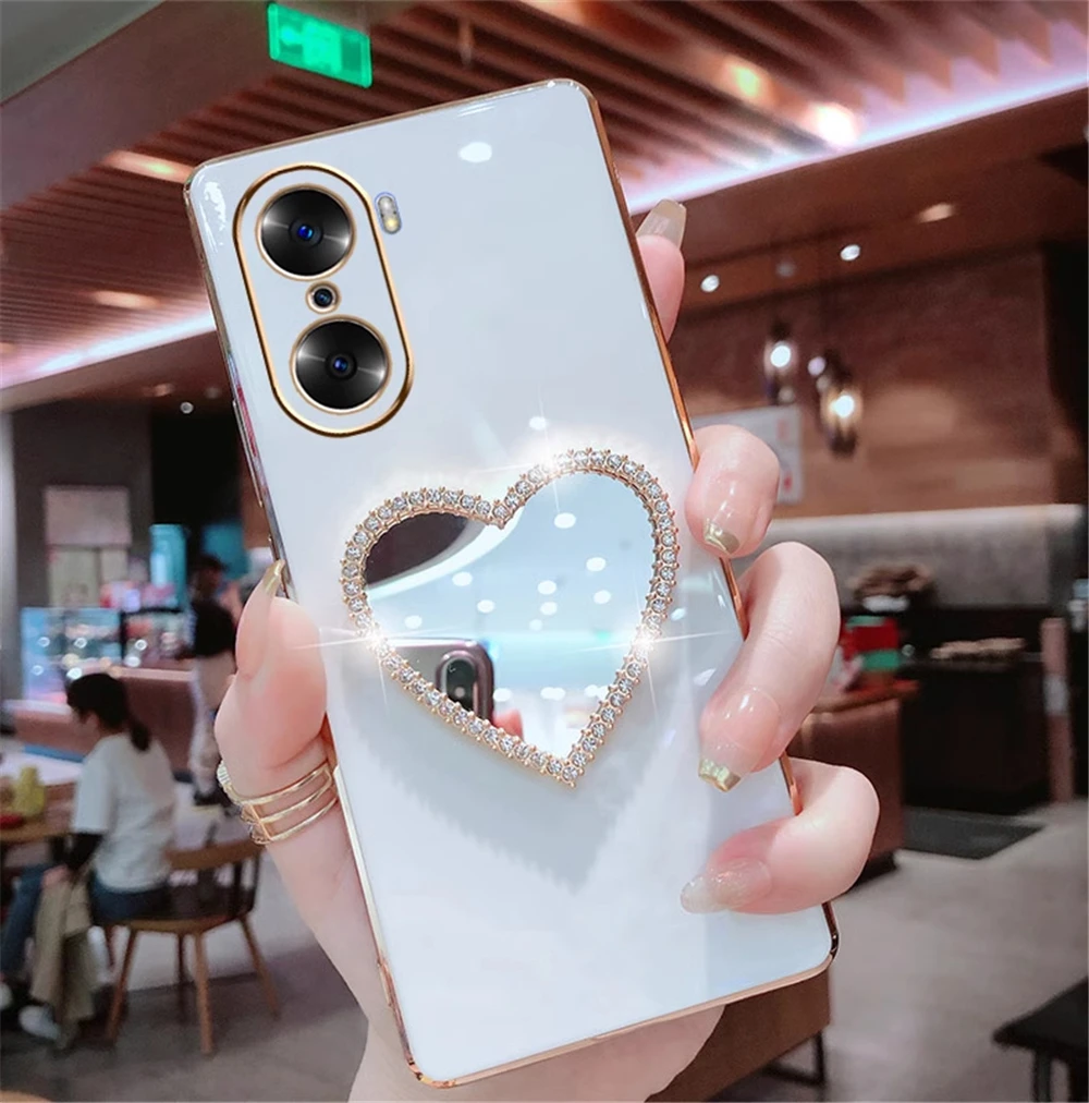 Luxusné Svieti Láska Srdce Zrkadlo Lode Prípade Huawei P60 Pro Art P40 P20 P50 Pro P30 Lite Mat 50 20 Pro P Smart 2021 Kryt2