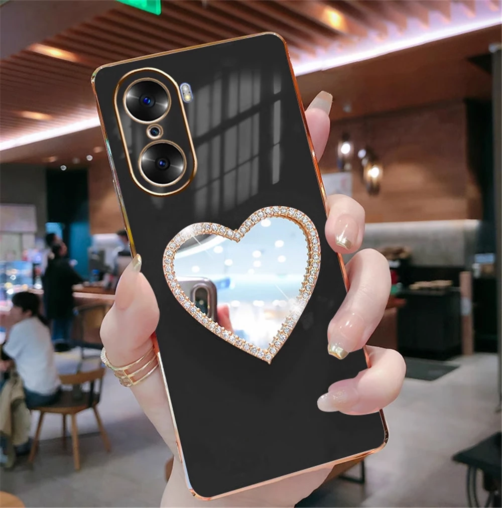 Luxusné Svieti Láska Srdce Zrkadlo Lode Prípade Huawei P60 Pro Art P40 P20 P50 Pro P30 Lite Mat 50 20 Pro P Smart 2021 Kryt4