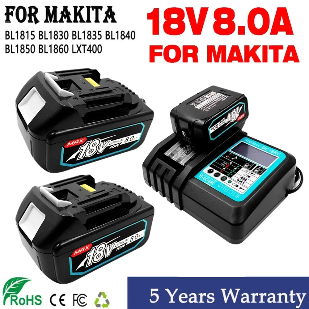 Makita 18V 6.0 8.0 Ah Nabíjateľná Batéria Pre Makita Náradie s LED Li-ion Výmena LXT BL1860 1850 volt 6000mAh0