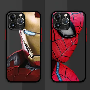 Matný Silikónové puzdro pre iPhone 14 15 Plus 12 Mini 13 Pro Max SE XR 7 6 11 8 Pro XS X 11 Pro 6 13 Marvel Deadpool Ironman Kryt