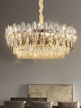 Moderné crystal obývacia izba luster Americké luxusné miestnosti dekorácie LED Shell prvky hala osvetlenie