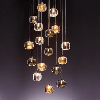 Moderné LED Schodisko Luster Luxusné Domova Vnútorné Osvetlenie Zariadenie Tvorivé Amber/Údená Gray/Clear Crystal Visiace Lampy