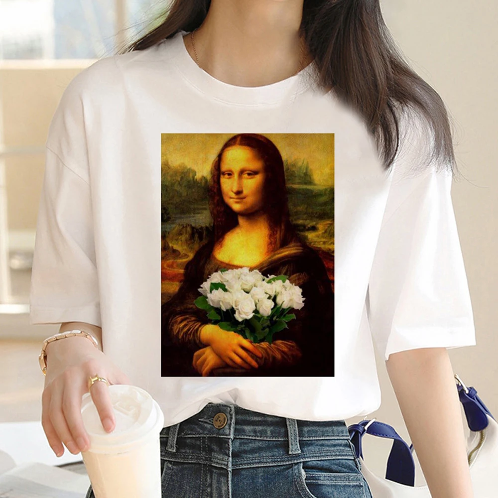 Mona Lisa t-shirts ženy manga streetwear anime t-shirts dievča, Japonská zábavné streetwear oblečenie0