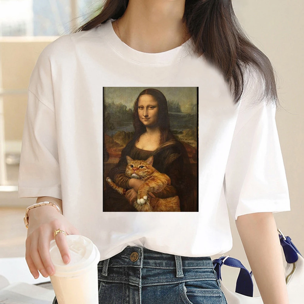 Mona Lisa t-shirts ženy manga streetwear anime t-shirts dievča, Japonská zábavné streetwear oblečenie1