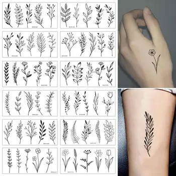 Móda Falošné Tetovanie Nepremokavé Nálepky Dočasné Tetovanie Kvety Tetovanie Čierne A Biele Body Art