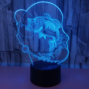 Nighdn 3D lov Rýb Noc Lampa LED Ilúzie Nočné Svetlo 7 Farieb Zmena Dotykový Spínač Stôl písací Stôl Dekorácie, Lampy Darček Hračky