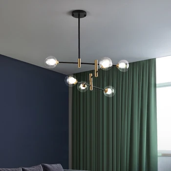 Nordic obývacia izba, spálňa čítanie modernej mágie bean luster kreatívne osobnosti s oblečením reštaurácia molekuly domov lampy
