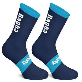 Nové Rap Cyklistické ponožky 2021 4 Farebný Prúžok Cyklistické Ponožky Mužov a Žien Wearproof Cestnej Bike Kompresné Ponožky Námornícka modrá