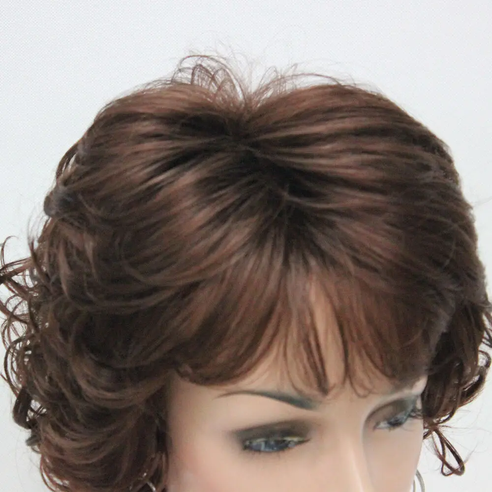 Nové Žien Parochňu Zvlnené Zvlnené Auburn 31# Krátke Syntetické Vlasy Plné Parochňu3