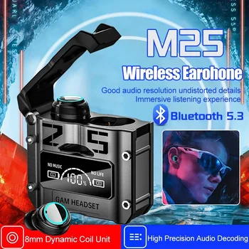 Nový, Originálny M25 Bluetooth 5.3 TWS Bezdrôtové Slúchadlá s LED Displejom Stereo Headset Dotykové Ovládanie Slúchadiel na Zníženie Hluku