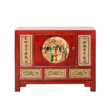 Nový Čínsky Štýl Masívneho Dreva Vintage botníku Vstup Kabinetu Maľované Strane Kabinetu Locker Sideboard bielizník