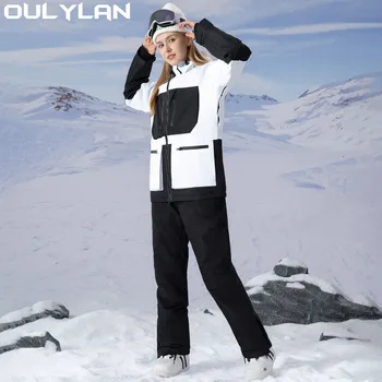 Oulylan 2024 Módne dámske Snow Nosenie Nepremokavé Lyžiarske Oblek Nastaviť Snowboarding Oblečenie Vonkajšie Zimné Bundy A Nohavice Pre Dievča