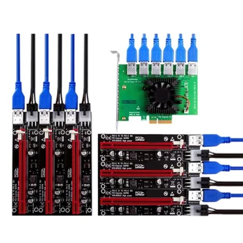 PCIE Stúpačky PCI-E 1 Až 6 Stúpačky Karty PCI Express X16 Extender USB 3.0 Kábel SATA Do 6Pin Výkon Pre Video Karty 0,6 M