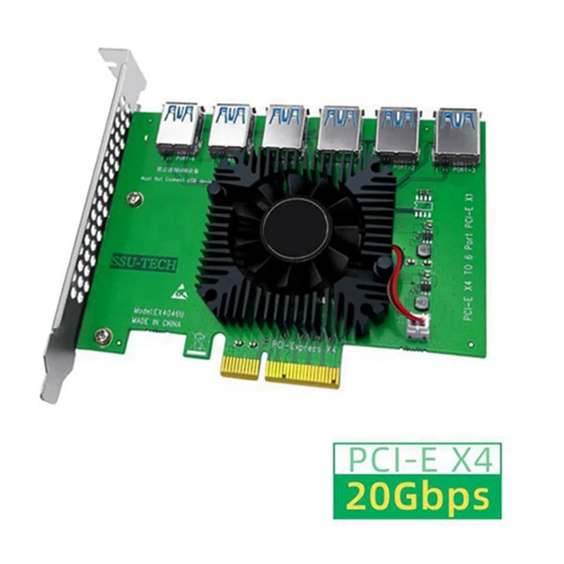 PCIE Stúpačky PCI-E 1 Až 6 Stúpačky Karty PCI Express X16 Extender USB 3.0 Kábel SATA Do 6Pin Výkon Pre Video Karty 0,6 M4